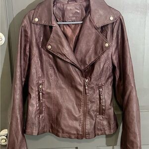Staccato Women's Burgundy Faux Leather Moto Jacket
